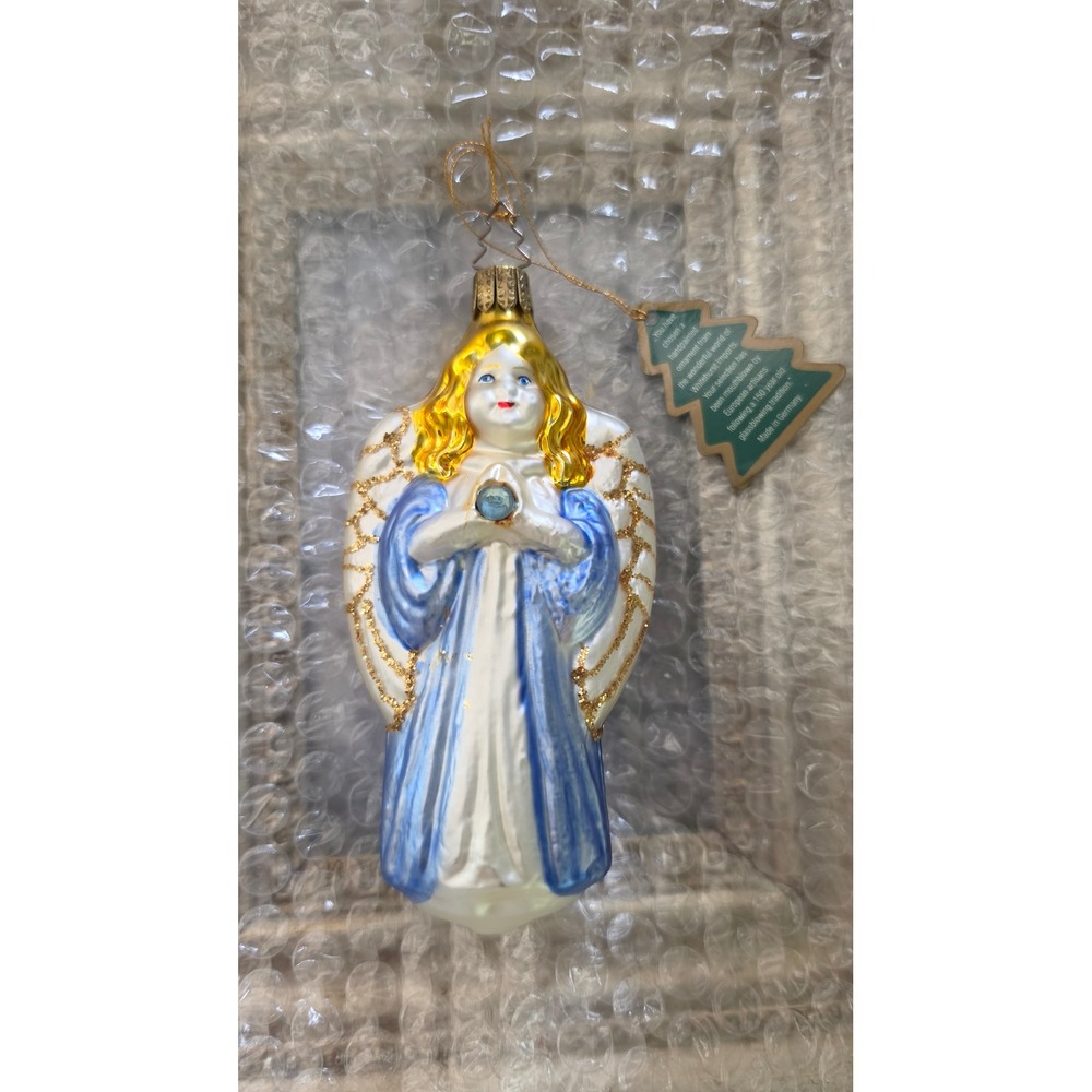 Whitehurst Imports Glass Angel Ornament Hand Painted Germany cottagecore VTG